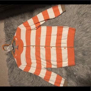Orange and white striped sweater